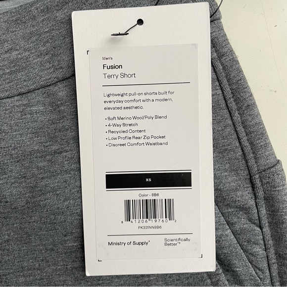 Ministry of Supply Men’s 6” Fusion Terry Short Gray Size XS New - Picture 4 of 9